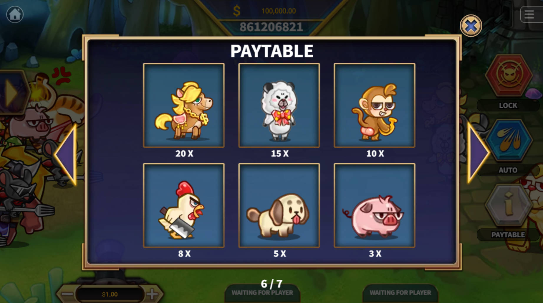 Zodiac Hunting Fishing - Paytable - Liverpool888a